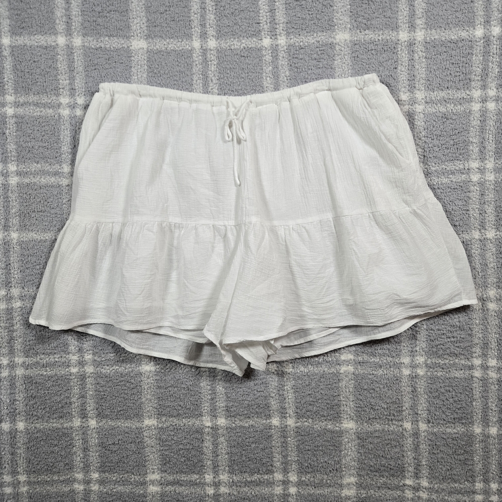 SABO High Waist White Cotton Ruffle Shorts XXL